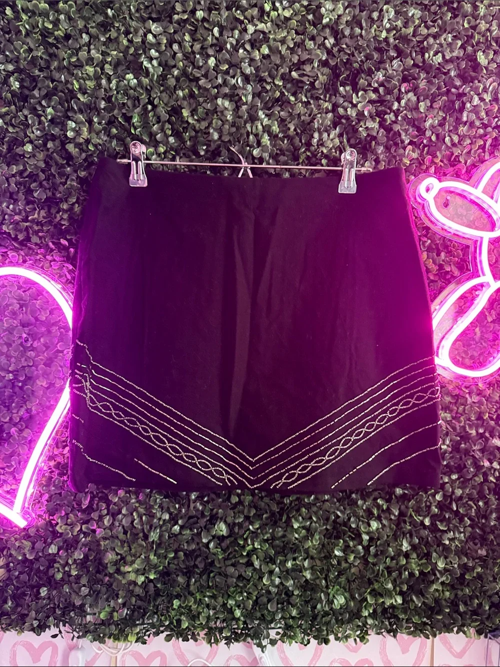 Black Embellished/Beaded Mini Skirt - Stylish Women's Skirt (Missing Some Beads)